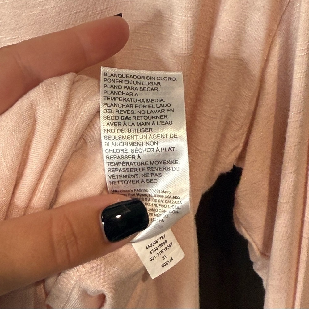 White House Black Market Soft Pink Long Sleeve Top with subtle shimmery lines - Picture 10 of 14